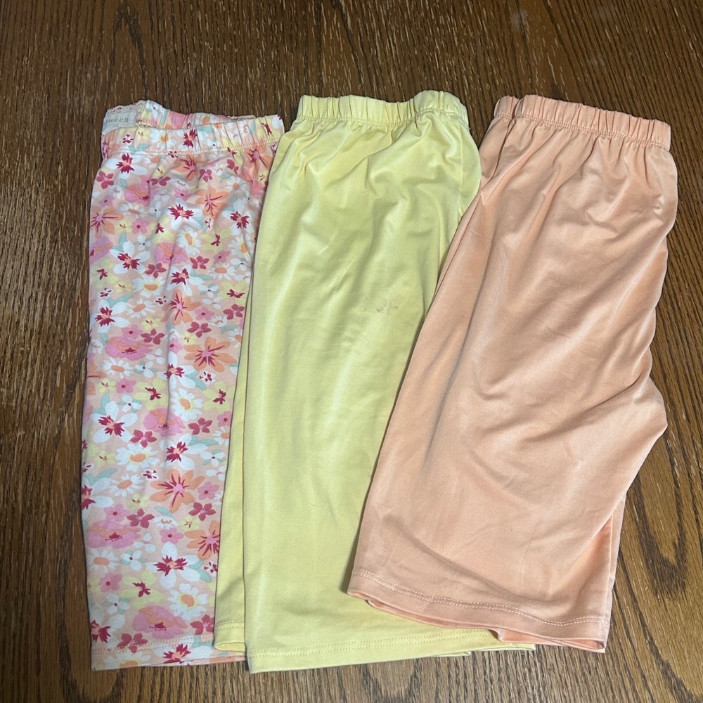 btween Girls 3 Pack Bike Shorts Size 16 Floral Yellow Peach Elastic Waist